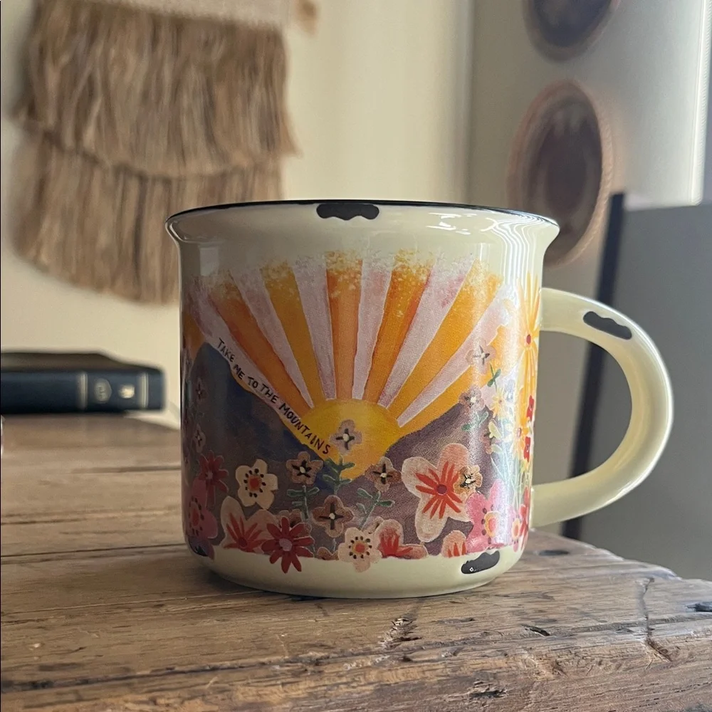 NATURAL LIFE Ceramic Mug with Sunrise and Floral Design - Picture 1 of 8